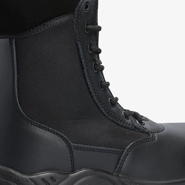 Magnum Ulinda Security Boot SZ: Black work boot with laces, steel shank, and dual-density sole.