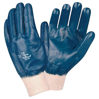Blue nitrile glove knit wrist size 10