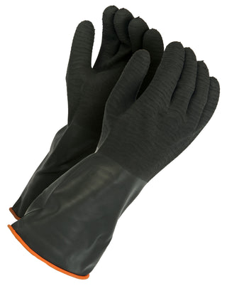 Black Industrial Rubber glove Rough palm 35cm