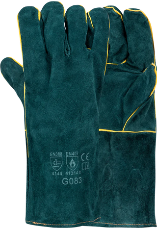 6" Green Lined Elbow Length Glove