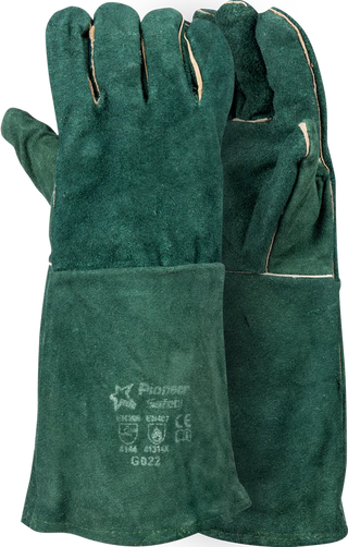 8" Green Lined Elbow Length Glove