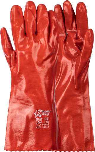 Red Pvc Glove Open Cuff 35Cm