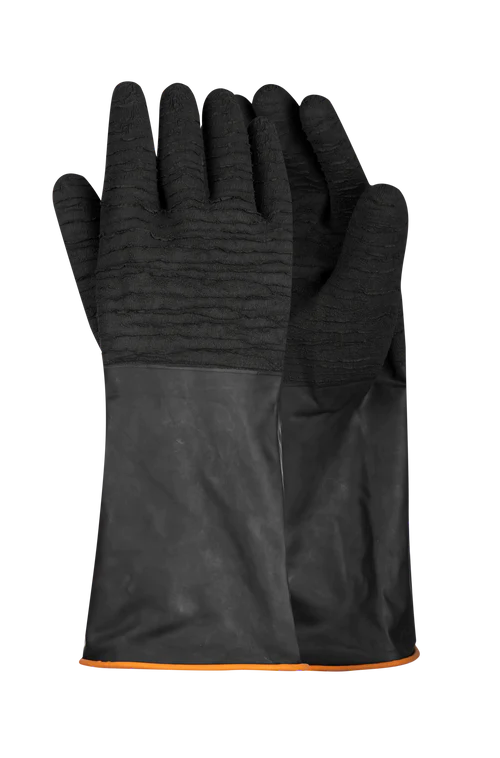Black Industrial Rubber Glove Rough Palm 35Cm