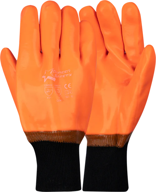 Pioneer Orange Freezer Glove Knit Wrist High Visibility