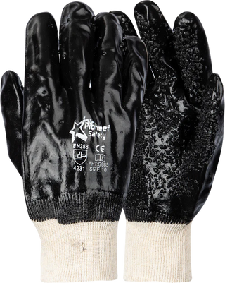 Pioneer Black Chip Palm Pvc Knit Wrist Glove