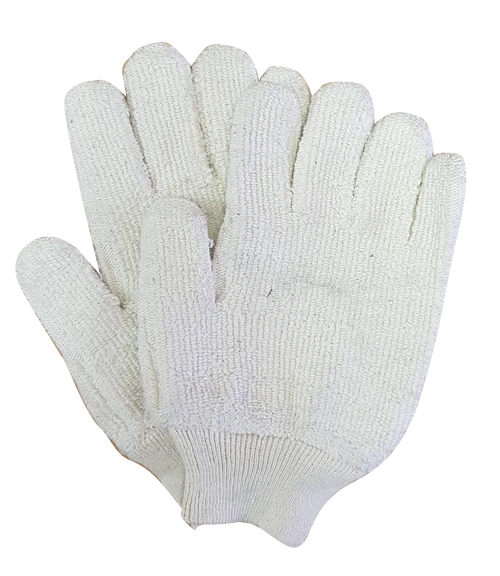 Single Towelling Glove With 7Cm Knitted Cuff