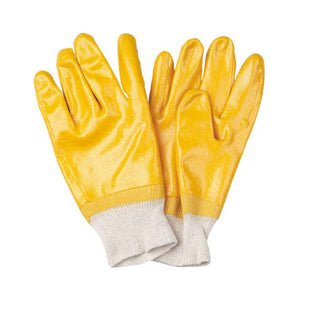 Yellow nitrile glove knit wrist size 10