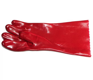 PVC Red Glove Open Cuff 35cm