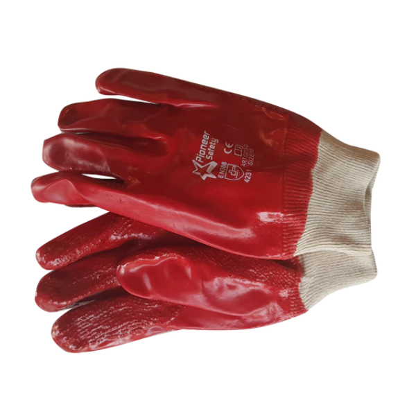 Red Pvc Glove Knit Wrist