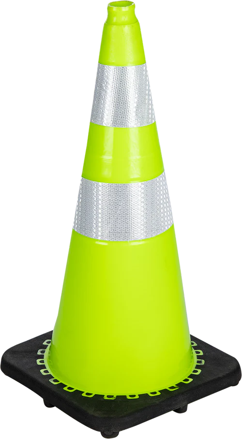 Traffic Cone Soft Pvc Lime With Black Rubber Base