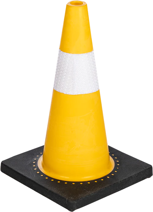 Traffic Cone Soft Pvc Yellow With Black Rubber Base