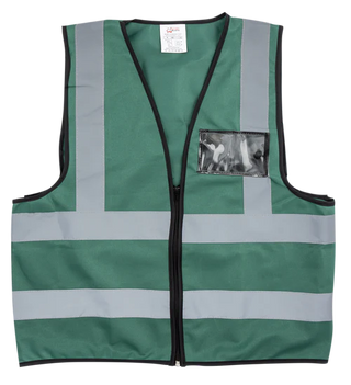 Pioneer®Blackish Green Reflective Vest With Zip & Id Pouch