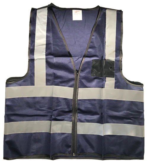 Pioneer®Navy Reflective Vest With Zip & Id Pouch