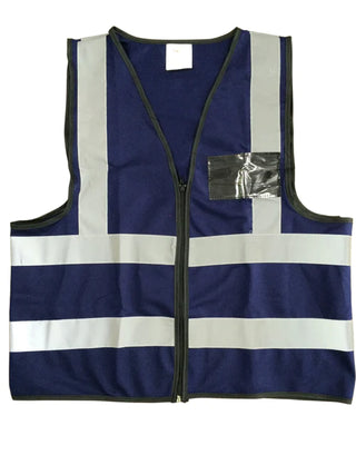 Pioneer®Navy Reflective Vest With Zip & Id Pouch