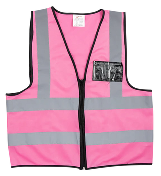 Pioneer®Pink Reflective Vest With Zip & Id Pouch