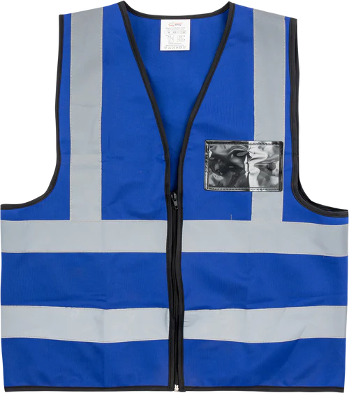 Pioneer®Blue Reflective Vest With Zip & Id Pouch - workwear clothing