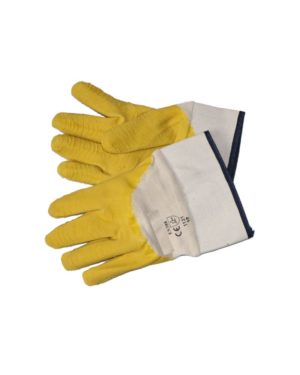 Comarex, yellow latex 3/4 dipped crinkle glove, safe cuff