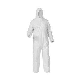 Disposable Overall Zip+Hood Non Woven White 50Gsm Water Repellent
