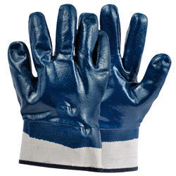 Blue nitrile glove safe cuff size 10